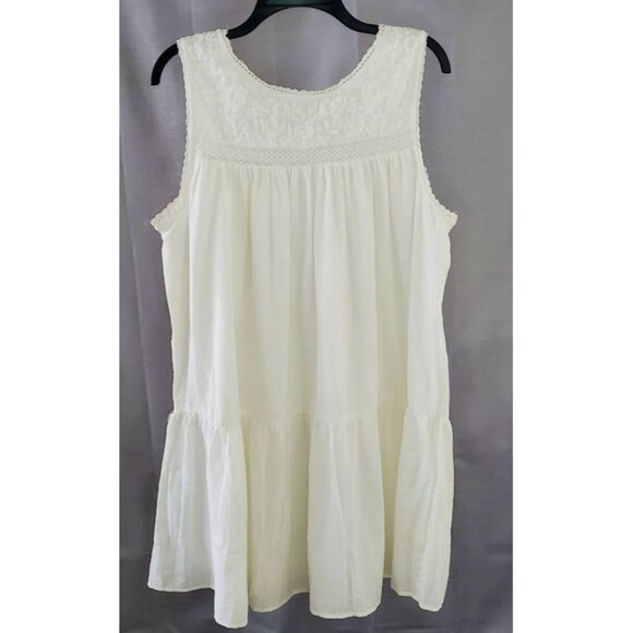Lucky Brand White Boho Sleeveless Tunic Dress – Flowy & Feminine Summer Outfit L - Picture 3 of 3